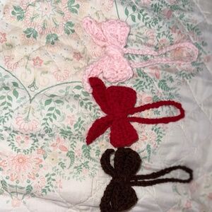 Crochet bow keychains!!